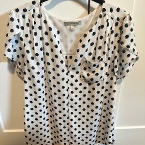 41 Hawthorn Black White Polkadot Blouse Petite Women's Size Small